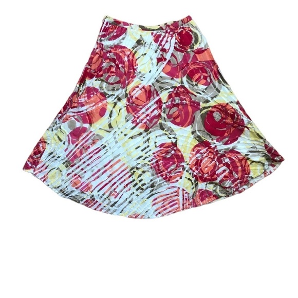 Chicos Skirt Sz 0/Reg S Multicolor Abstract Knee Length Lined Cotton Side Zip - Picture 10 of 10